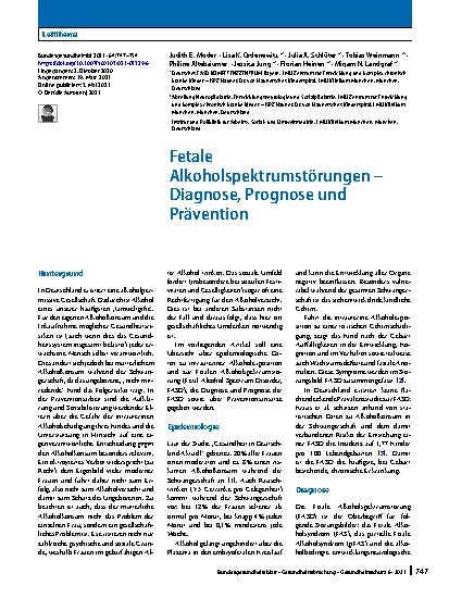 Vorschauseite 1: Fetale Alkoholspektrumstörungen – Diagnose, Prognose und Prävention