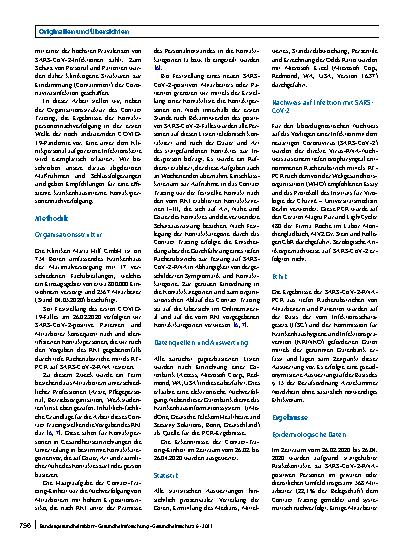 Vorschauseite 2: Krankenhausinterne Kontaktpersonennachverfolgung – Ein wichtiger Beitrag zur Sicherstellung der Patientenversorgung in der SARS-CoV-2-Pandemie