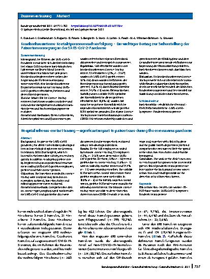 Vorschauseite 3: Krankenhausinterne Kontaktpersonennachverfolgung – Ein wichtiger Beitrag zur Sicherstellung der Patientenversorgung in der SARS-CoV-2-Pandemie