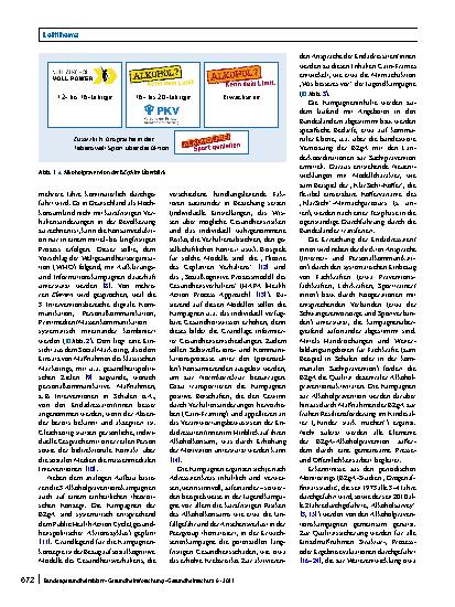Vorschauseite 2: Die bundesweiten Maßnahmen zur Alkoholprävention der Bundeszentrale für gesundheitliche Aufklärung (BZgA)