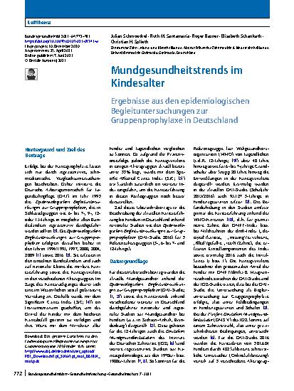 Vorschauseite 1: Mundgesundheitstrends im Kindesalter