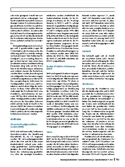 Vorschauseite 2: Entwicklung der Zahnund Mundgesundheit in Deutschland von 1997 bis 2014