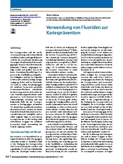 Vorschauseite 1: Verwendung von Fluoriden zur Kariesprävention