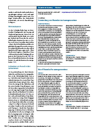 Vorschauseite 3: Verwendung von Fluoriden zur Kariesprävention