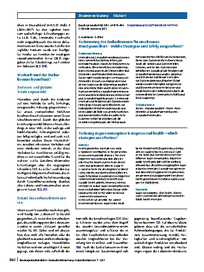 Vorschauseite 3: Reduzierung des Zuckerkonsums für eine bessere Mundgesundheit – Welche Strategien sind Erfolg versprechend?