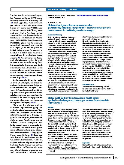 Vorschauseite 3: Globale Mundgesundheit im internationalen gesundheitspolitischen Rampenlicht – Herausforderungen und neue Chancen für nachhaltige Verbesserungen