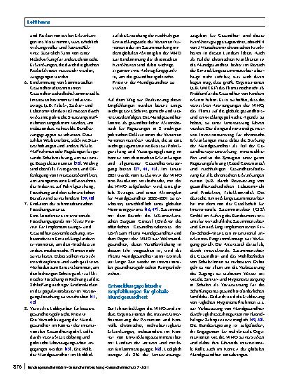 Vorschauseite 6: Globale Mundgesundheit im internationalen gesundheitspolitischen Rampenlicht – Herausforderungen und neue Chancen für nachhaltige Verbesserungen