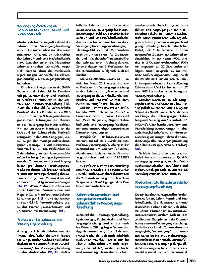 Vorschauseite 4: Versorgungsforschung in der Zahnmedizin in Deutschland