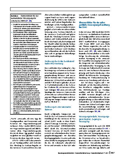 Vorschauseite 6: Versorgungsforschung in der Zahnmedizin in Deutschland