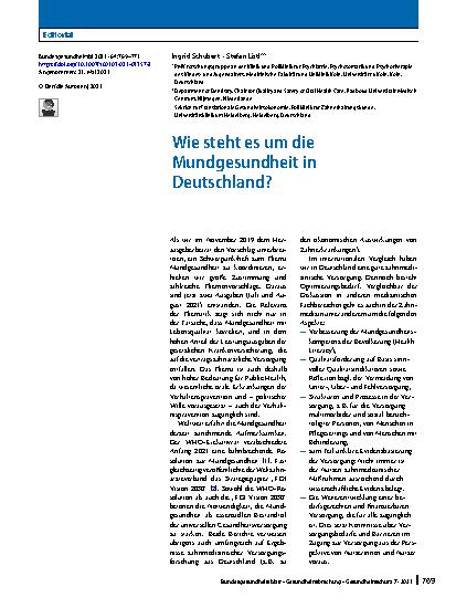 Vorschauseite 1: Wie steht es um die Mundgesundheit in Deutschland?