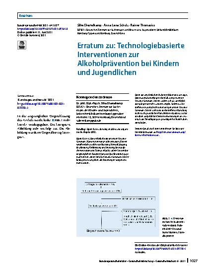 Vorschauseite 1: Erratum zu: Technologiebasierte Interventionen zur Alkoholprävention bei Kindern und Jugendlichen