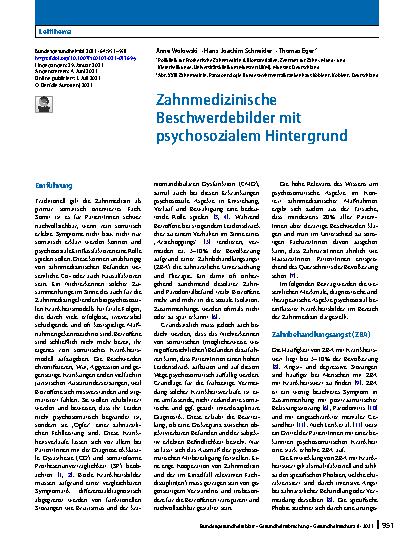 Vorschauseite 1: Zahnmedizinische Beschwerdebilder mit psychosozialem Hintergrund