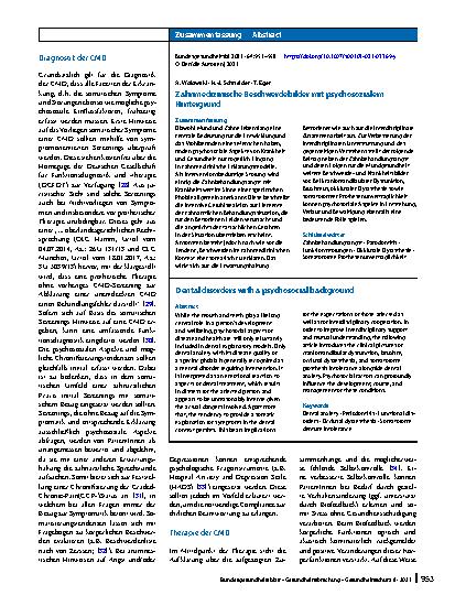 Vorschauseite 3: Zahnmedizinische Beschwerdebilder mit psychosozialem Hintergrund
