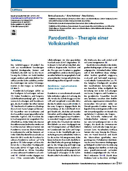Vorschauseite 1: Parodontitis – Therapie einer Volkskrankheit