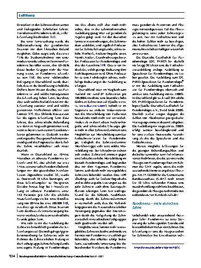 Vorschauseite 4: Parodontitis – Therapie einer Volkskrankheit