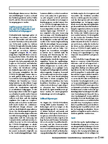 Vorschauseite 6: Epidemiologische Ansätze zur Klärung wichtiger Forschungsfragen zu COVID-19 – eine Übersicht