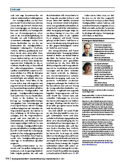 Vorschauseite 2: Wie kann die personenzentrierte zahnmedizinische Versorgung nachhaltig gefördert werden?