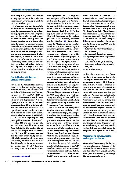 Vorschauseite 2: Sexuelle Gesundheit und Medizin im WIR – Walk In Ruhr: Vorstellung des Zentrums und Ergebnisse der Evaluation