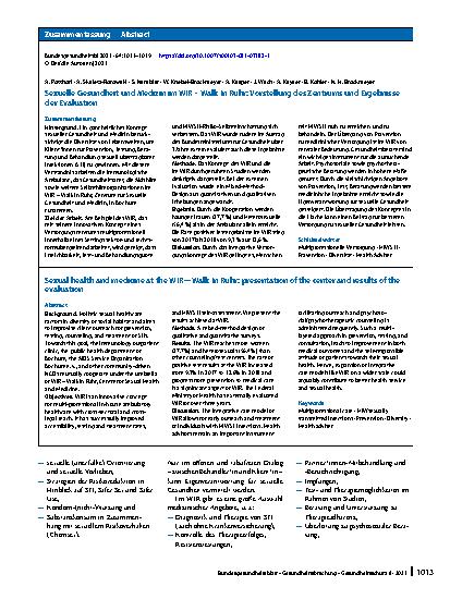 Vorschauseite 3: Sexuelle Gesundheit und Medizin im WIR – Walk In Ruhr: Vorstellung des Zentrums und Ergebnisse der Evaluation