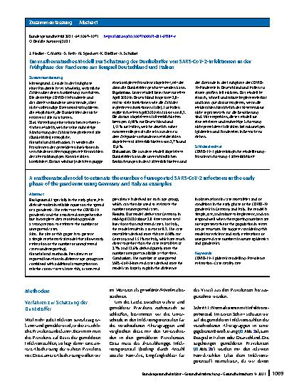 Vorschauseite 3: Ein mathematisches Modell zur Schätzung der Dunkelziffer von SARS-CoV-2-Infektionen in der Frühphase der Pandemie am Beispiel Deutschland und Italien