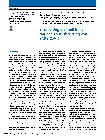 Vorschauseite 1: Soziale Ungleichheit in der regionalen Ausbreitung von SARS-CoV-2