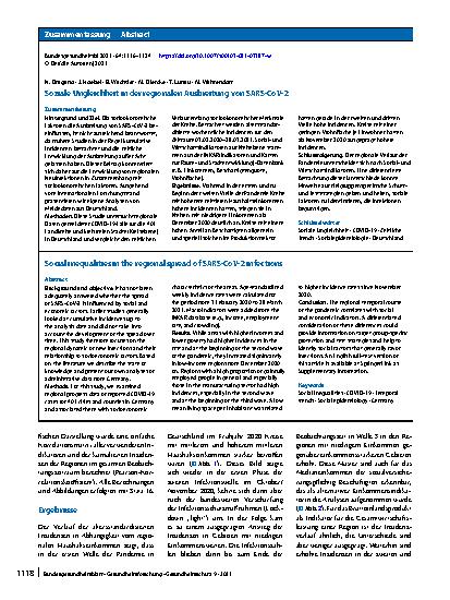 Vorschauseite 3: Soziale Ungleichheit in der regionalen Ausbreitung von SARS-CoV-2