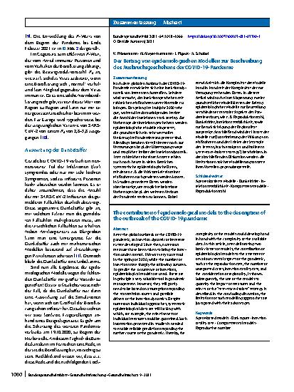 Vorschauseite 3: Der Beitrag von epidemiologischen Modellen zur Beschreibung des Ausbruchsgeschehens der COVID-19-Pandemie