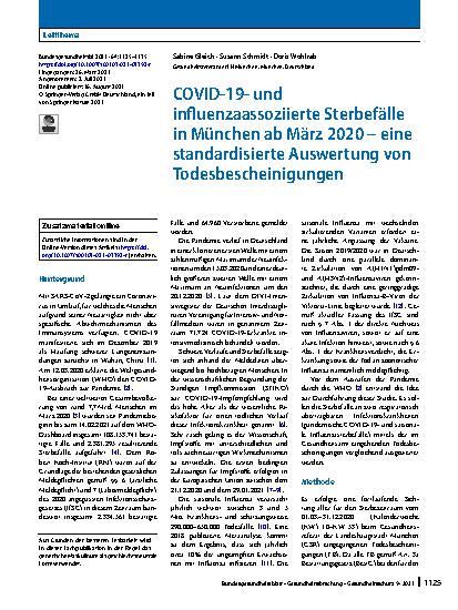 Vorschauseite 1: COVID-19- und influenzaassoziierte Sterbefälle in München ab März 2020 – eine standardisierte Auswertung von Todesbescheinigungen
