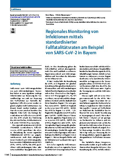Vorschauseite 1: Regionales Monitoring von Infektionen mittels standardisierter Fallfatalitätsraten am Beispiel von SARS-CoV-2 in Bayern