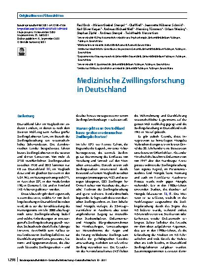 Vorschauseite 1: Medizinische Zwillingsforschung in Deutschland