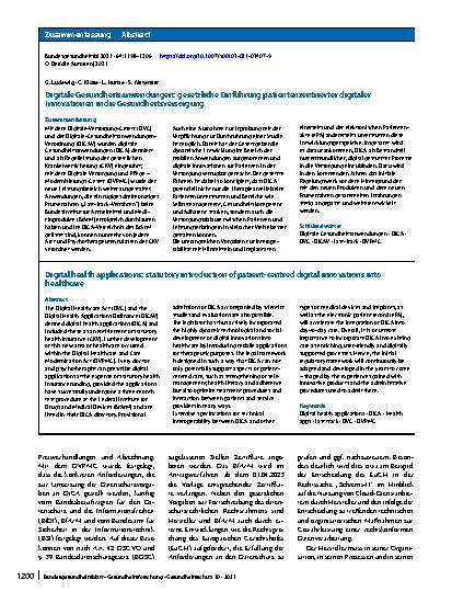 Vorschauseite 3: Digitale Gesundheitsanwendungen: gesetzliche Einführung patientenzentrierter digitaler Innovationen in die Gesundheitsversorgung