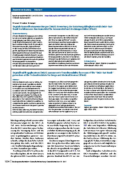 Vorschauseite 3: Digitale Gesundheitsanwendungen (DiGA): Bewertung der Erstattungsfähigkeit mittels DiGA-Fast-Track-Verfahrens im Bundesinstitut für Arzneimittel und Medizinprodukte (BfArM)