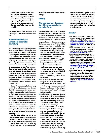 Vorschauseite 2: Ergänzung der Empfehlung „Umgang mit perund polyfluorierten Alkylsubstanzen (PFAS) im Trinkwasser“ vom 26. August 2020