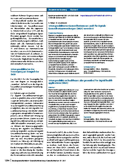 Vorschauseite 3: Interoperabilität im Gesundheitswesen: auch für digitale Gesundheitsanwendungen (DiGA) verordnet