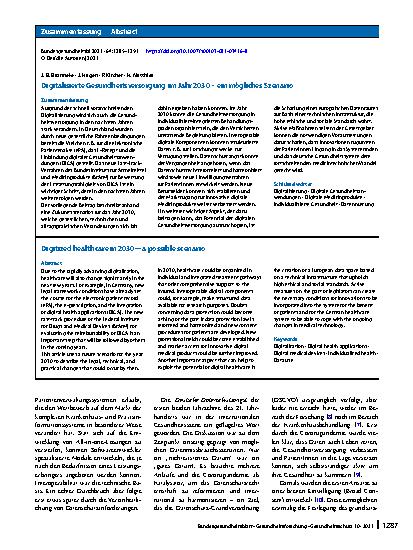 Vorschauseite 3: Digitalisierte Gesundheitsversorgung im Jahr 2030 – ein mögliches Szenario