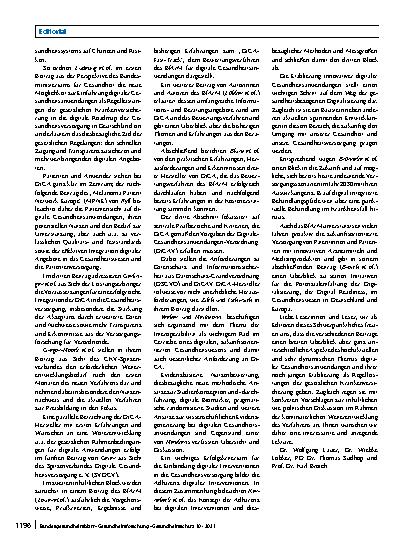 Vorschauseite 2: Digitale Gesundheitsanwendungen (DiGA) als innovativer Baustein in der digitalen Gesundheitsversorgung in Deutschland – Informationen, Erfahrungen und Perspektiven