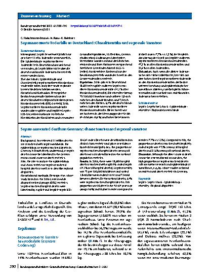Vorschauseite 3: Sepsisassoziierte Todesfälle in Deutschland: Charakteristika und regionale Variation