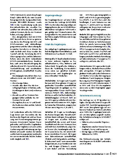 Vorschauseite 2: Der Europäische MSM Internet Survey als Grundlage für die Präventionsarbeit in Deutschland für Männer, die Sex mit Männern haben