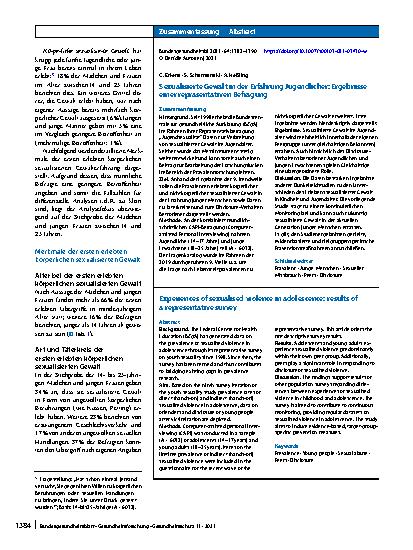 Vorschauseite 3: Sexualisierte Gewalt in der Erfahrung Jugendlicher: Ergebnisse einer repräsentativen Befragung
