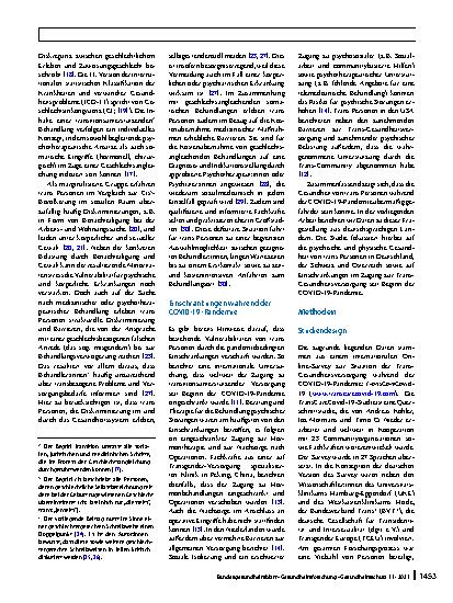 Vorschauseite 2: Gesundheit und Gesundheitsversorgung von trans Personen während der COVID‑19-Pandemie: Eine Online-Querschnittstudie in deutschsprachigen Ländern