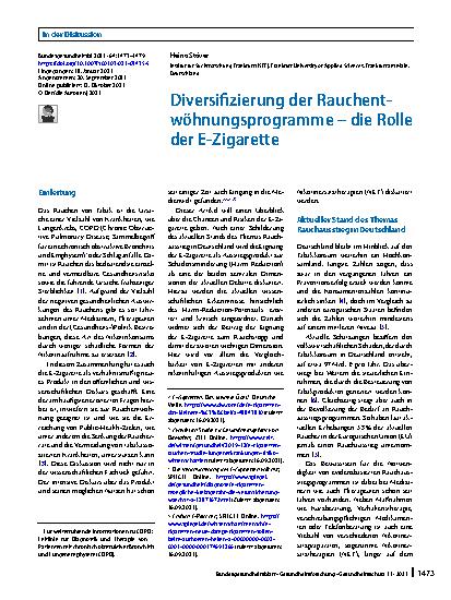 Vorschauseite 1: Diversifizierung der Rauchentwöhnungsprogramme – die Rolle der E-Zigarette