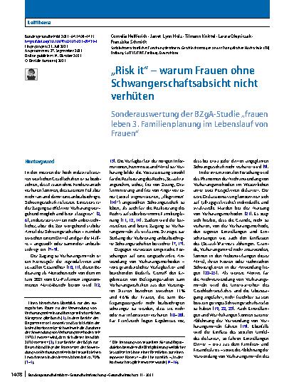Vorschauseite 1: „Risk it“ – warum Frauen ohne Schwangerschaftsabsicht nicht verhüten