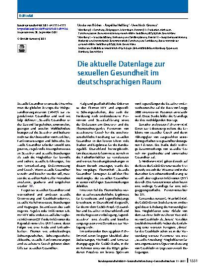 Vorschauseite 1: Die aktuelle Datenlage zur sexuellen Gesundheit im deutschsprachigen Raum