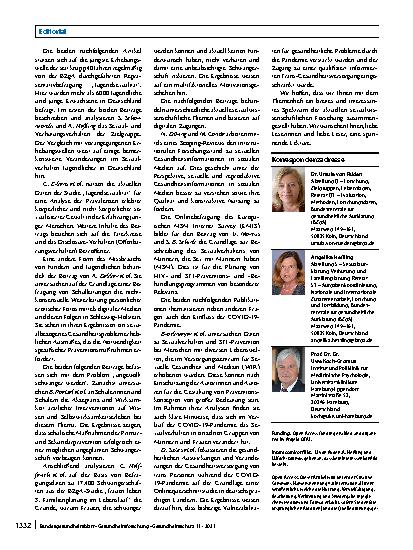Vorschauseite 2: Die aktuelle Datenlage zur sexuellen Gesundheit im deutschsprachigen Raum