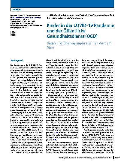 Vorschauseite 1: Kinder in der COVID-19 Pandemie und der Öffentliche Gesundheitsdienst (ÖGD)