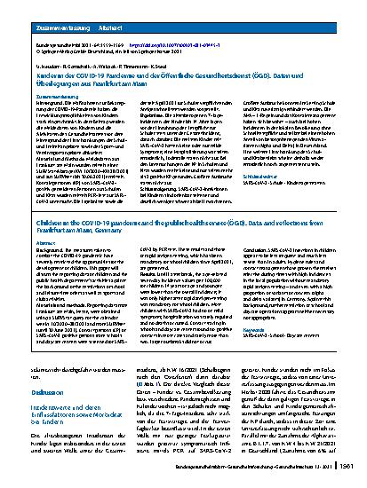 Vorschauseite 3: Kinder in der COVID-19 Pandemie und der Öffentliche Gesundheitsdienst (ÖGD)