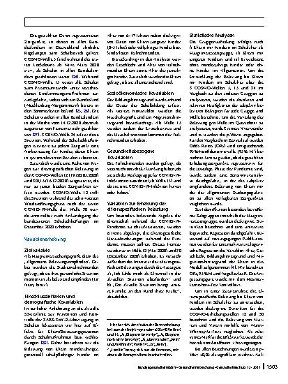 Vorschauseite 4: Belastung von Eltern mit Kindern im Schulalter während verschiedener Phasen der COVID-19-Pandemie in Deutschland: Eine Analyse der COVID-19-Snapshot-Monitoring-(COSMO‑)Daten