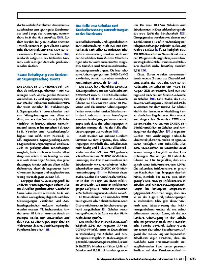 Vorschauseite 4: Welche Rolle spielen Kinder in Schulen und Kindertagesstätten bei der Übertragung von SARS-CoV-2? – Eine evidenzbasierte Perspektive