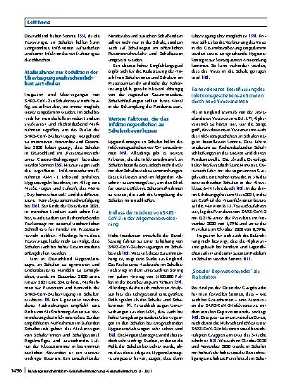 Vorschauseite 5: Welche Rolle spielen Kinder in Schulen und Kindertagesstätten bei der Übertragung von SARS-CoV-2? – Eine evidenzbasierte Perspektive