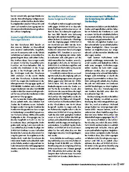 Vorschauseite 6: Welche Rolle spielen Kinder in Schulen und Kindertagesstätten bei der Übertragung von SARS-CoV-2? – Eine evidenzbasierte Perspektive